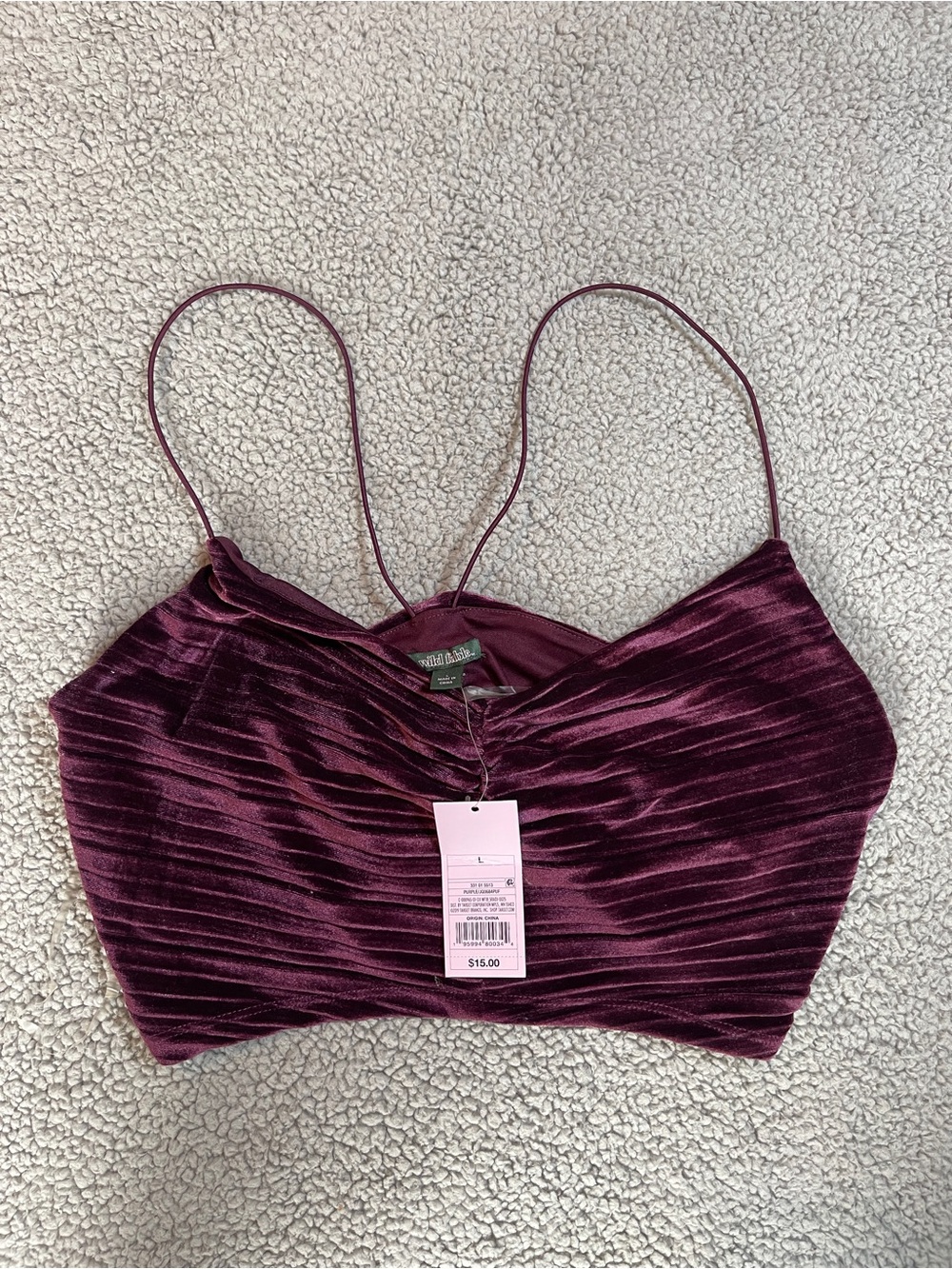 wild fable Velvet Crop Cami in Deep Plum